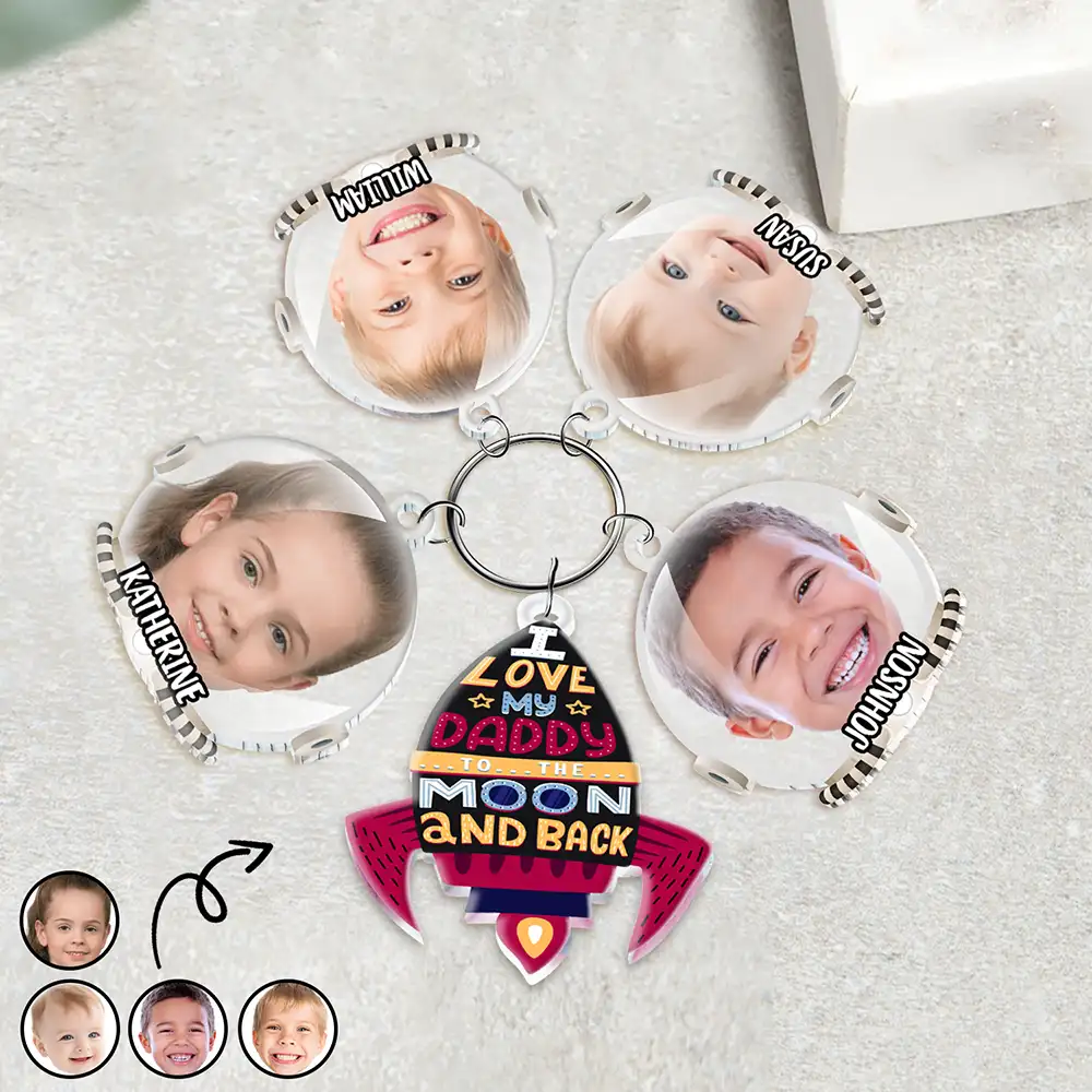 Custom Photo To The Moon And Back - Personalized Acrylic Tag Keychain