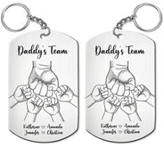 Porte-clés personnalisé en aluminium « Daddy's Team Fist Bump »