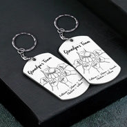 Porte-clés personnalisé en aluminium « Daddy's Team Fist Bump »
