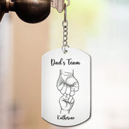 Porte-clés personnalisé en aluminium « Daddy's Team Fist Bump »