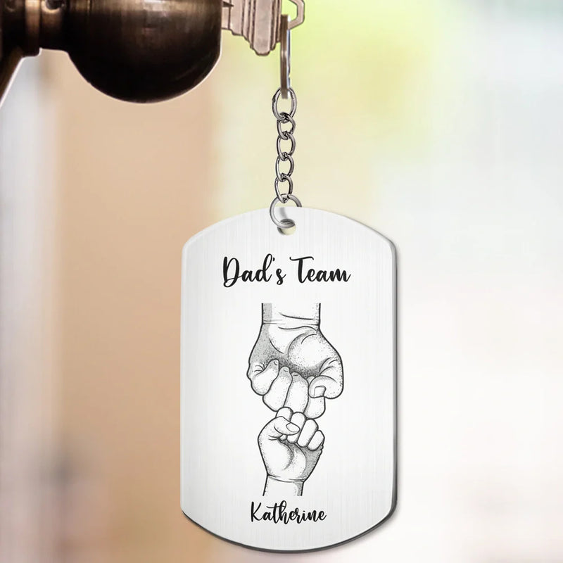 Daddy's Team Fist Bump - Personalized Aluminum Keychain