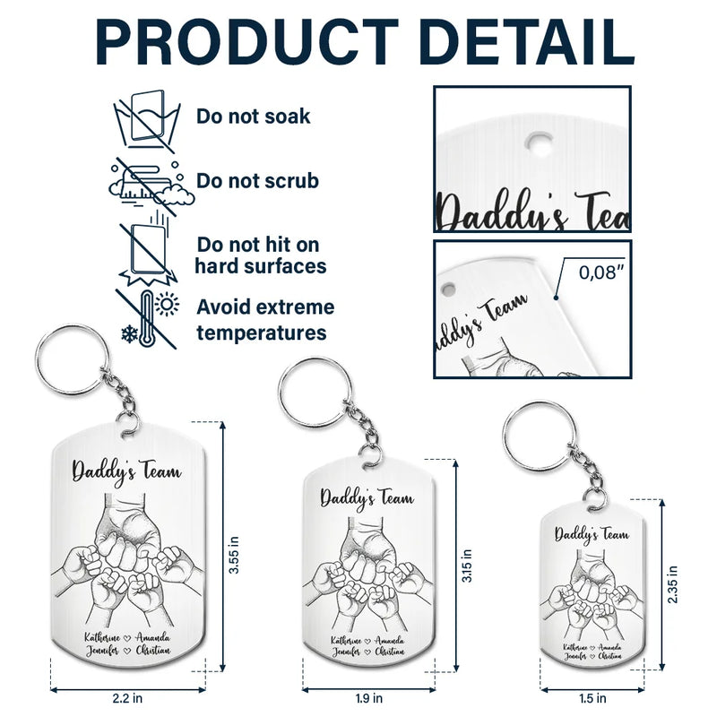 Daddy's Team Fist Bump - Personalized Aluminum Keychain