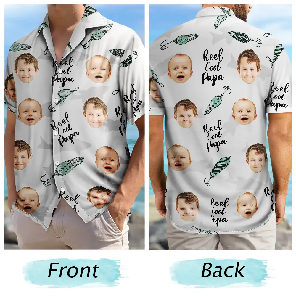 Bobine photo personnalisée « Papa cool » – Chemise hawaïenne personnalisée