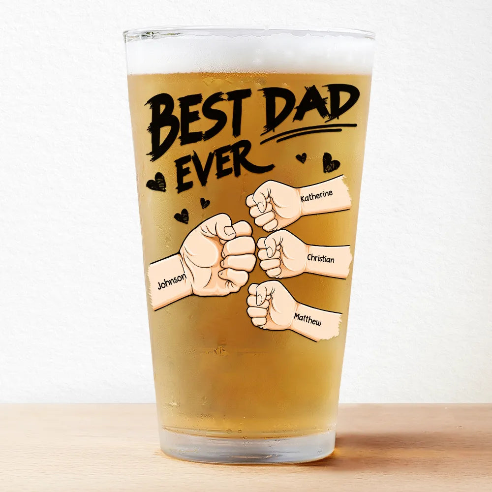 Best Dad Ever Fist Bump - Personalized Pint Glass