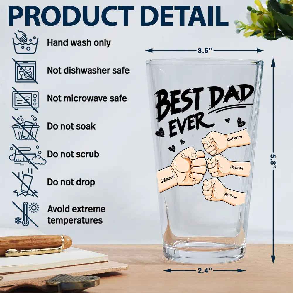 Meilleur papa de tous les temps - Verre à bière personnalisé