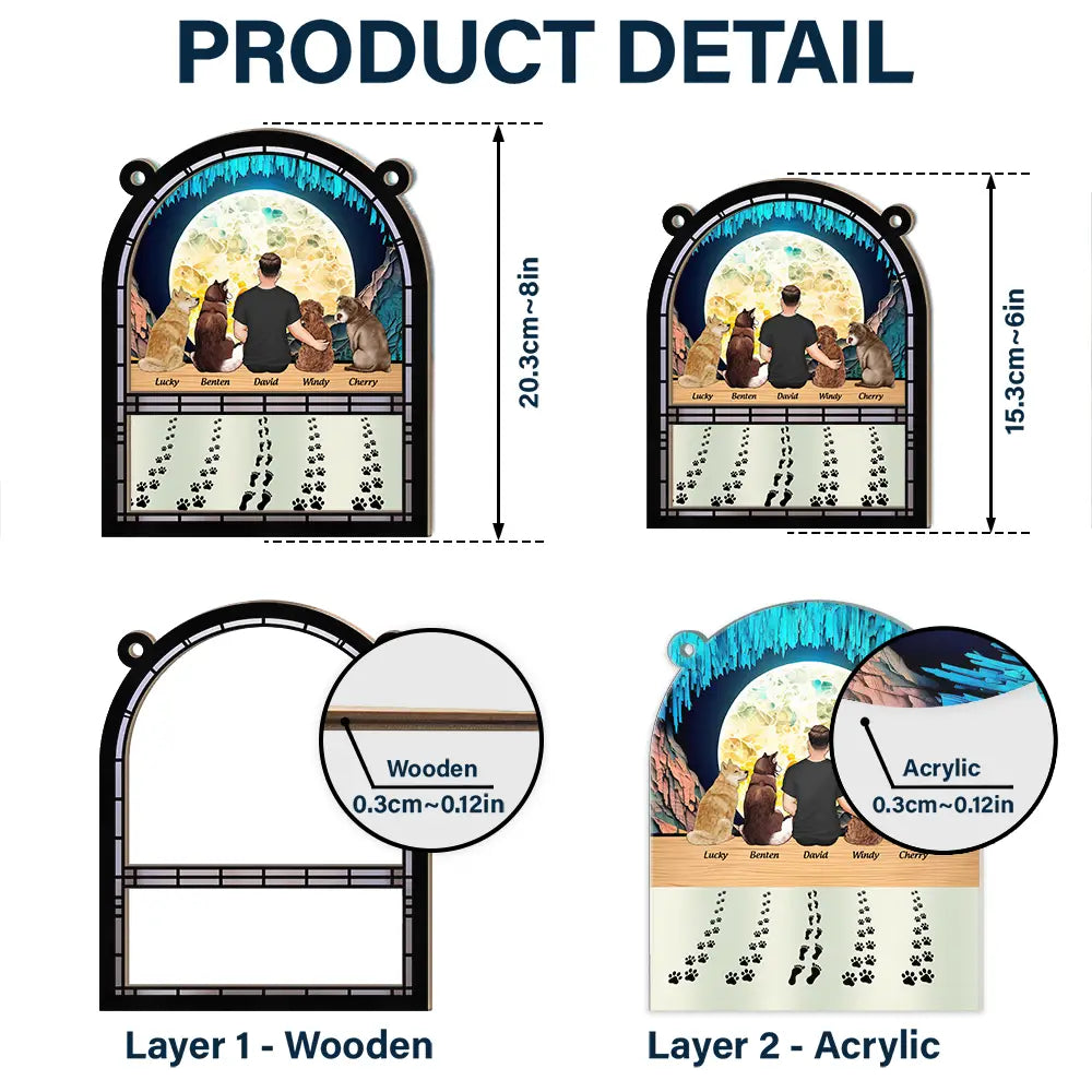 Walking Dog Dad - Personalized Window Hanging Suncatcher Ornament
