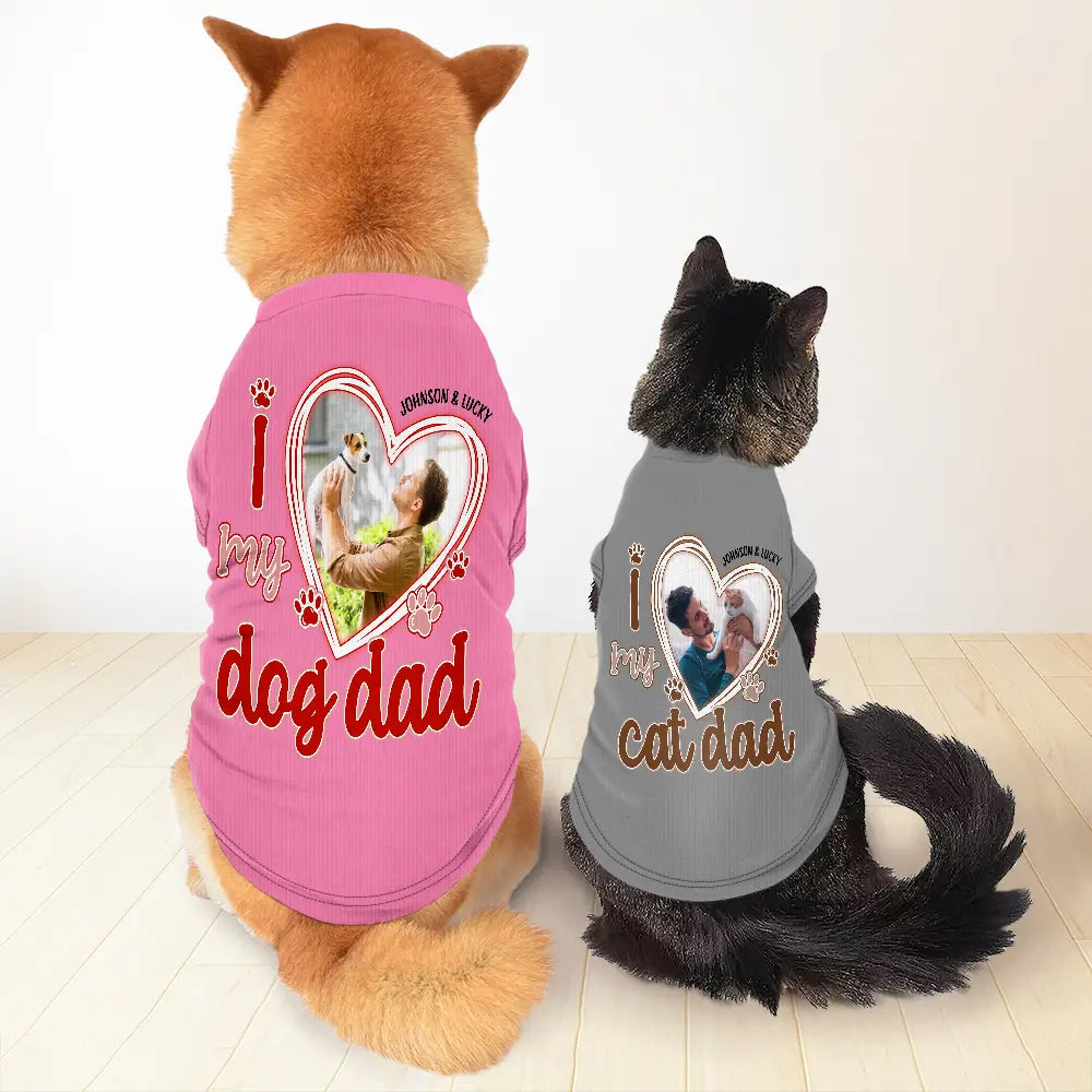 Photo personnalisée « J'aime mon chien papa » - T-shirt personnalisé pour animaux de compagnie