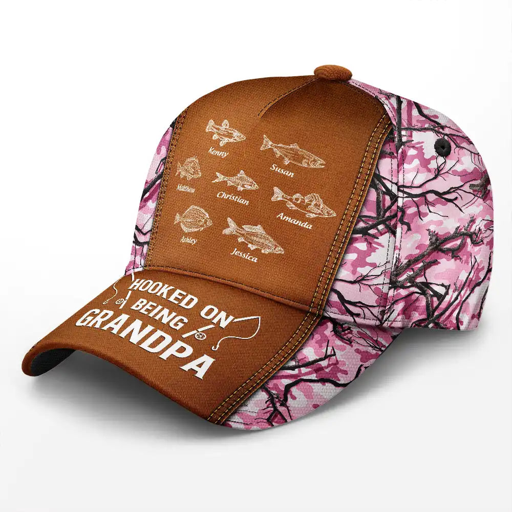 Hooked On Being Grandpa Fishing - Personalized Classic Cap