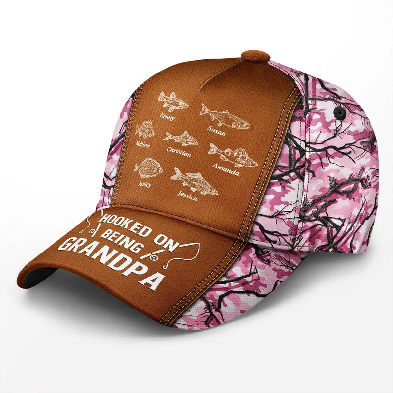 Hooked On Being Grandpa Fishing - Personalized Classic Cap