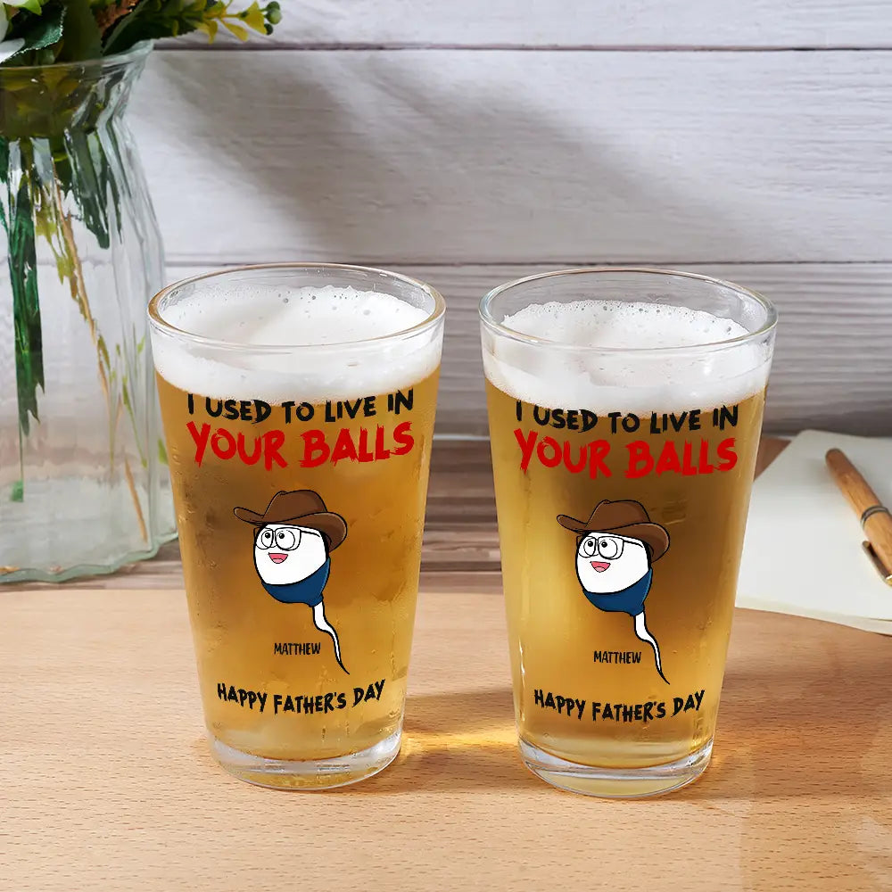 We Used To Live In Your Ball - Personalized Beer Glass