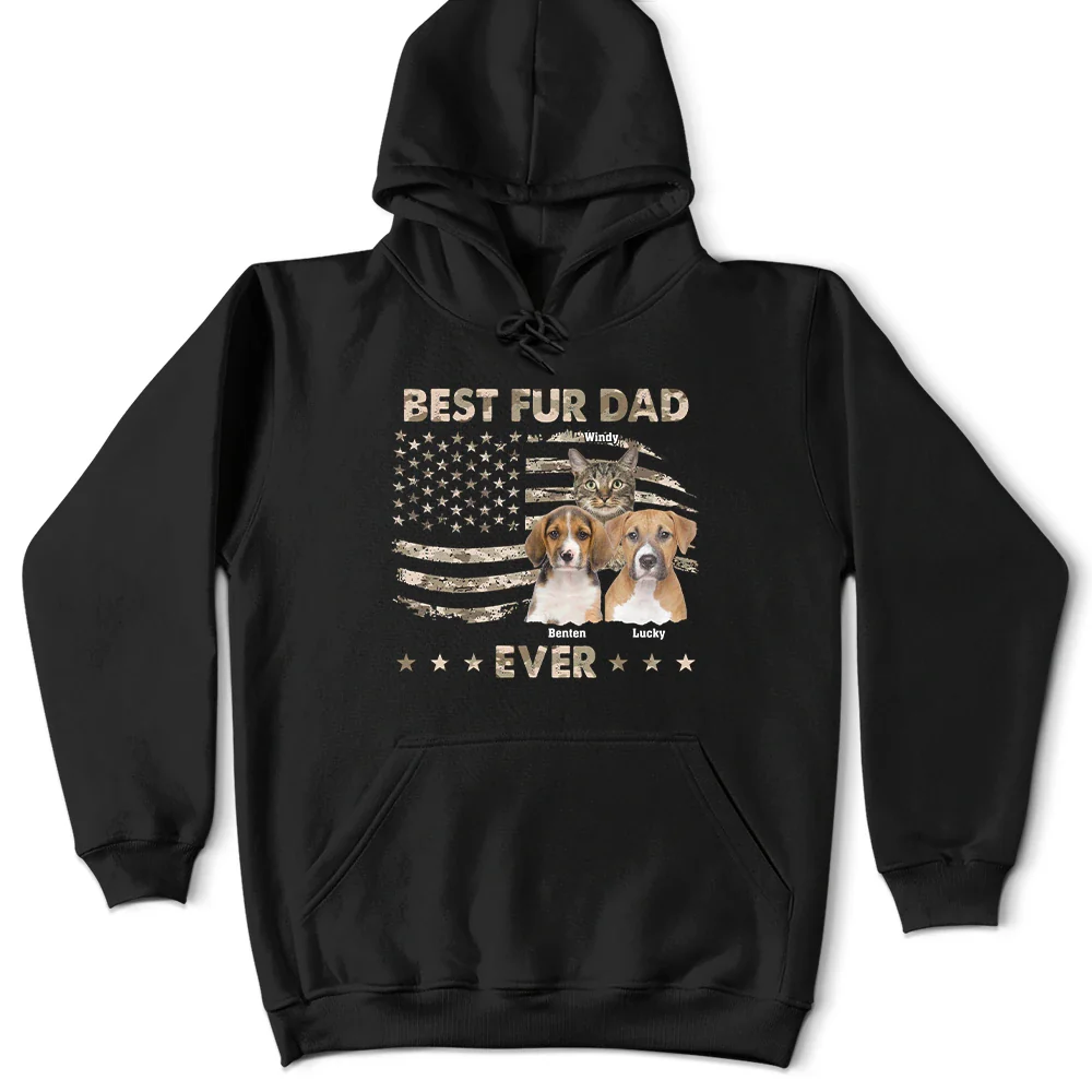 Custom Photo Stars And Striped Pet Dad - Personalized T Shirt