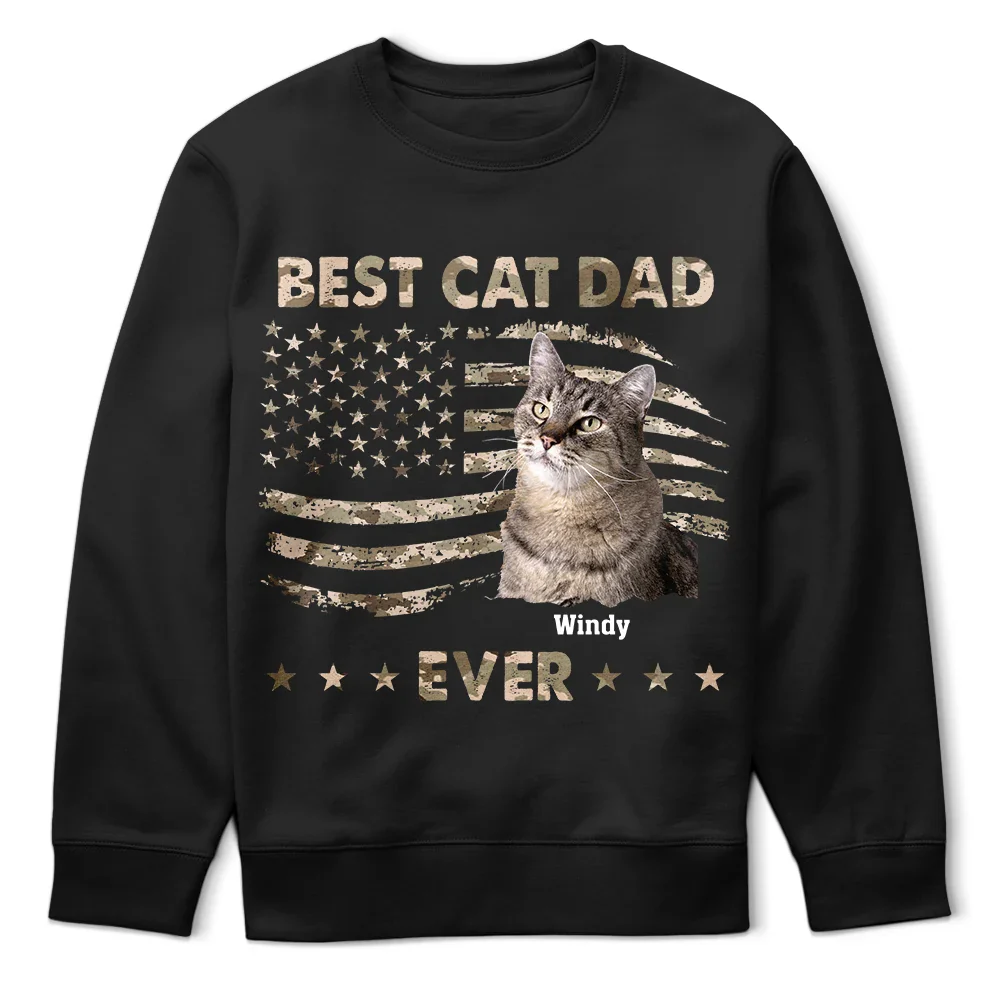Custom Photo Stars And Striped Pet Dad - Personalized T Shirt