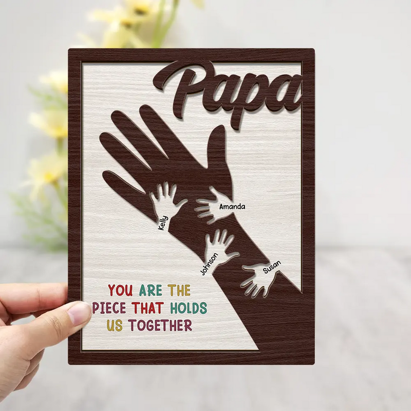 Nous nous tenons la main pour toujours - Plaque en bois personnalisée à 2 couches avec support