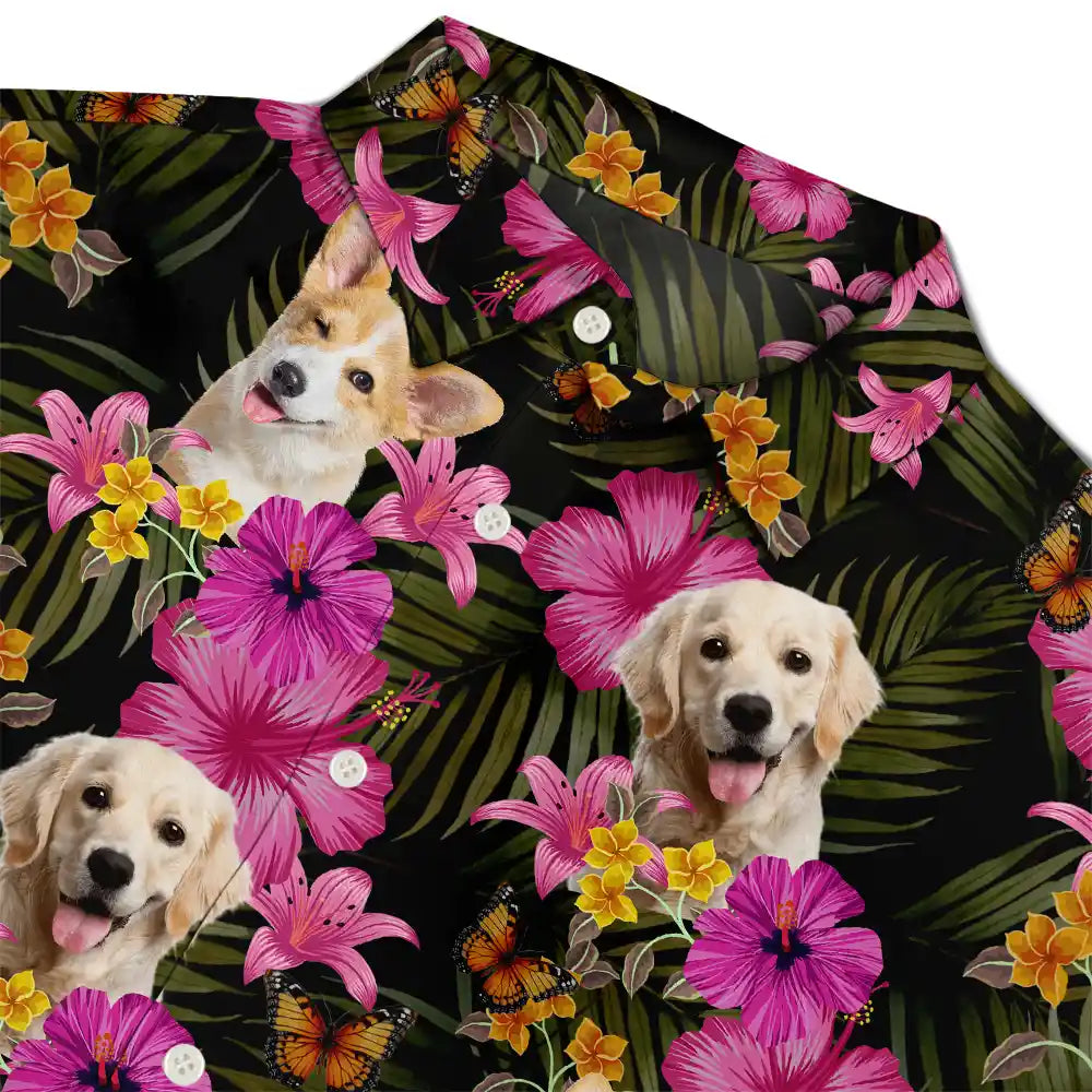 Fleurs tropicales foncées personnalisées - Chemise hawaïenne personnalisée