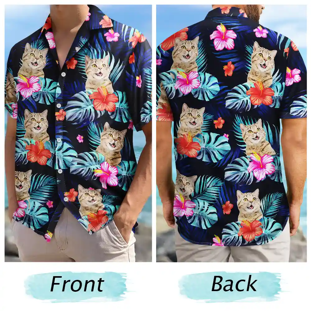 Fleurs tropicales foncées personnalisées - Chemise hawaïenne personnalisée