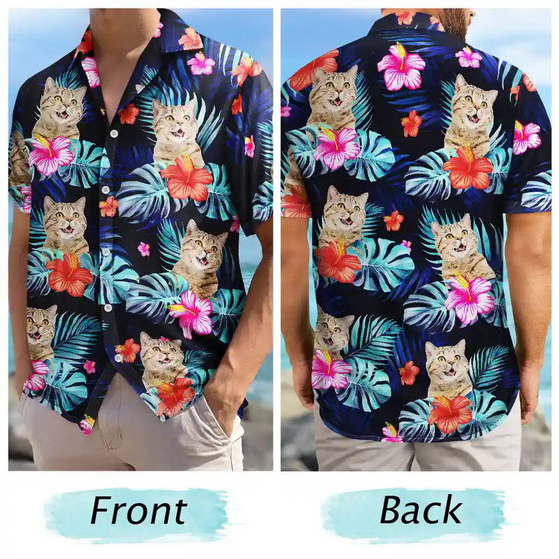 Fleurs tropicales foncées personnalisées - Chemise hawaïenne personnalisée