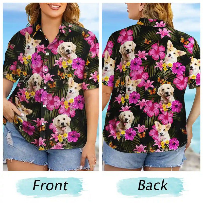 Fleurs tropicales foncées personnalisées - Chemise hawaïenne personnalisée