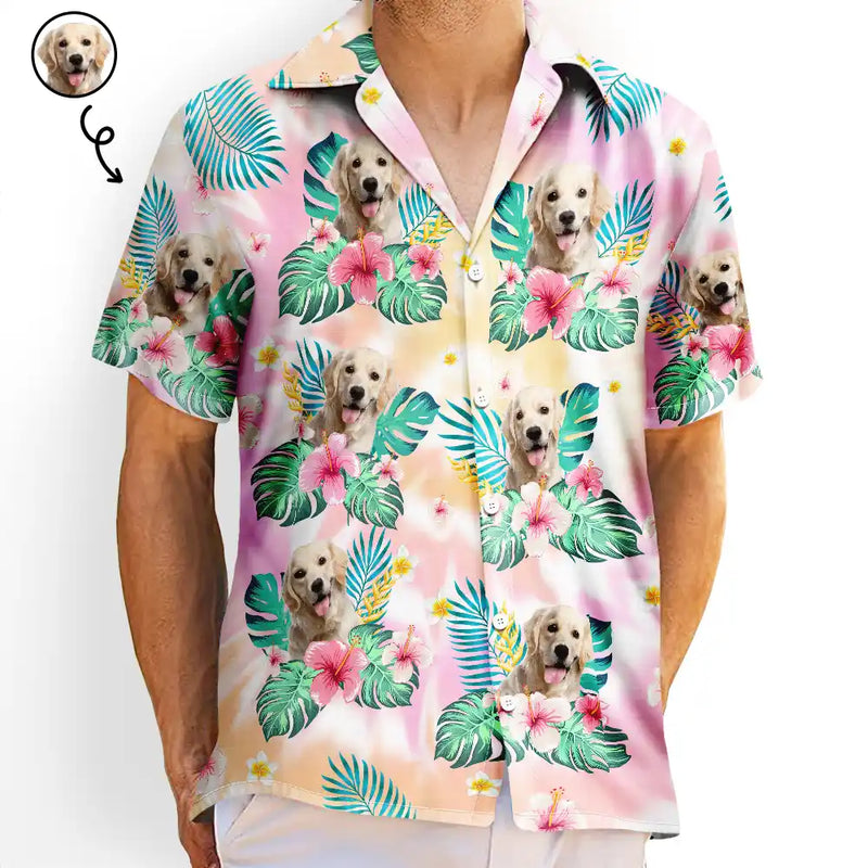 Custom Photo Tie Dye Pet Face - Personalized Hawaiian Shirt