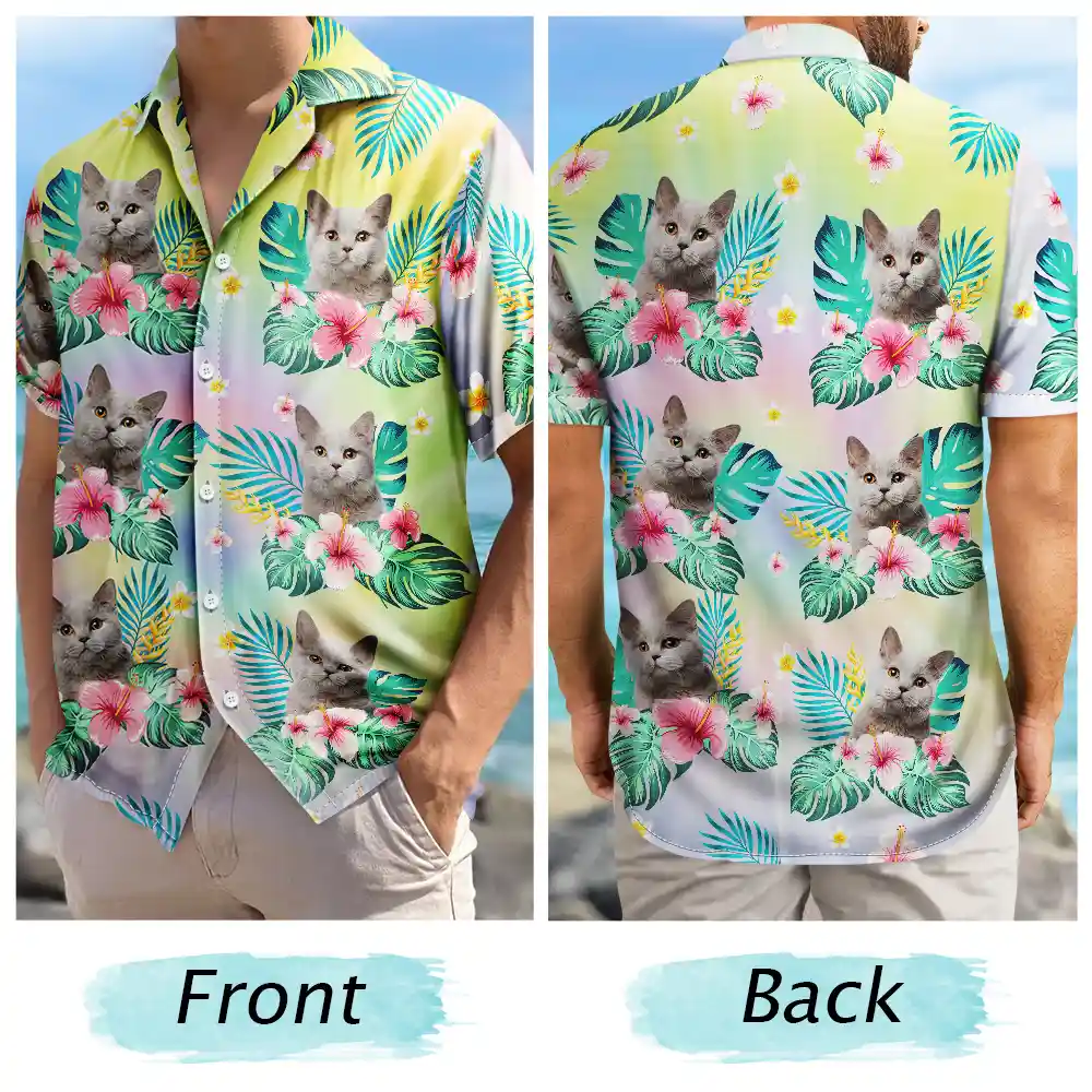 Custom Photo Tie Dye Pet Face - Personalized Hawaiian Shirt