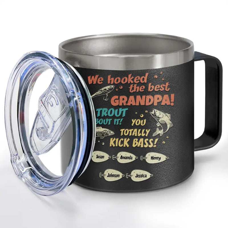 We Hooked The Best Dad Fishing - Personalized 14oz Stainless Steel Tumbler With Handle