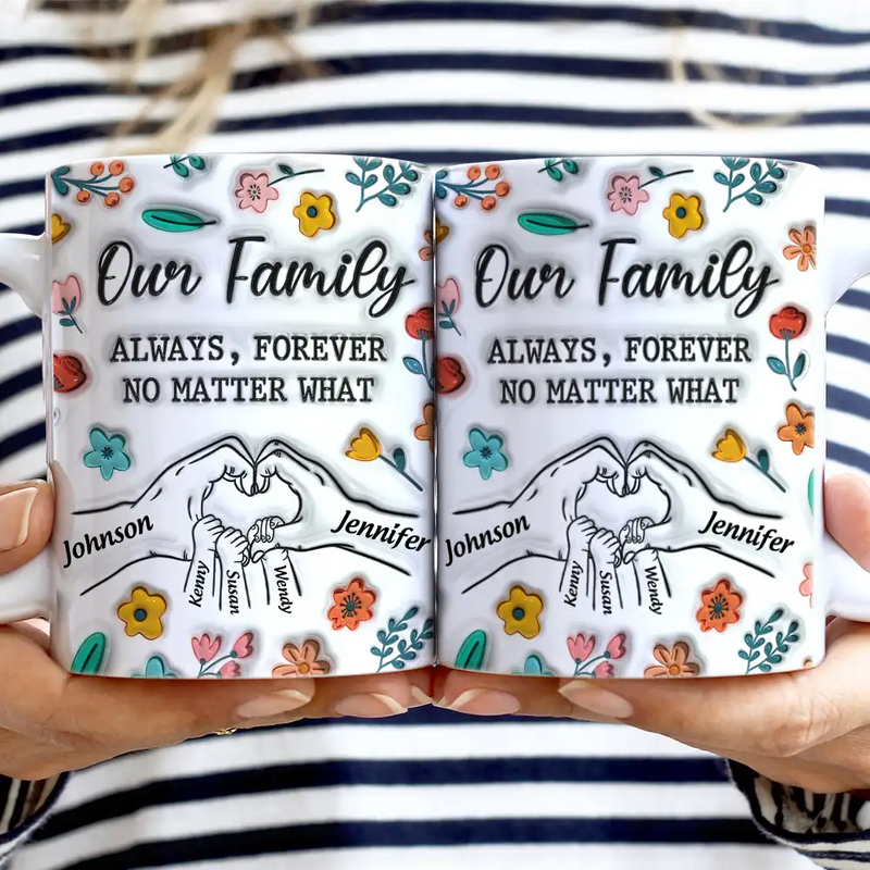 A Little Bit Of Crazy Family - 3D Inflated Effect Printed Mug, Personalized White Edge-to-Edge Mug