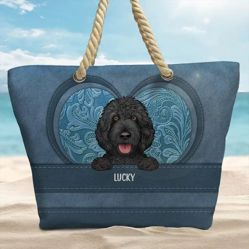 Motif de chiens mignons et esthétiques - Sac de plage personnalisé