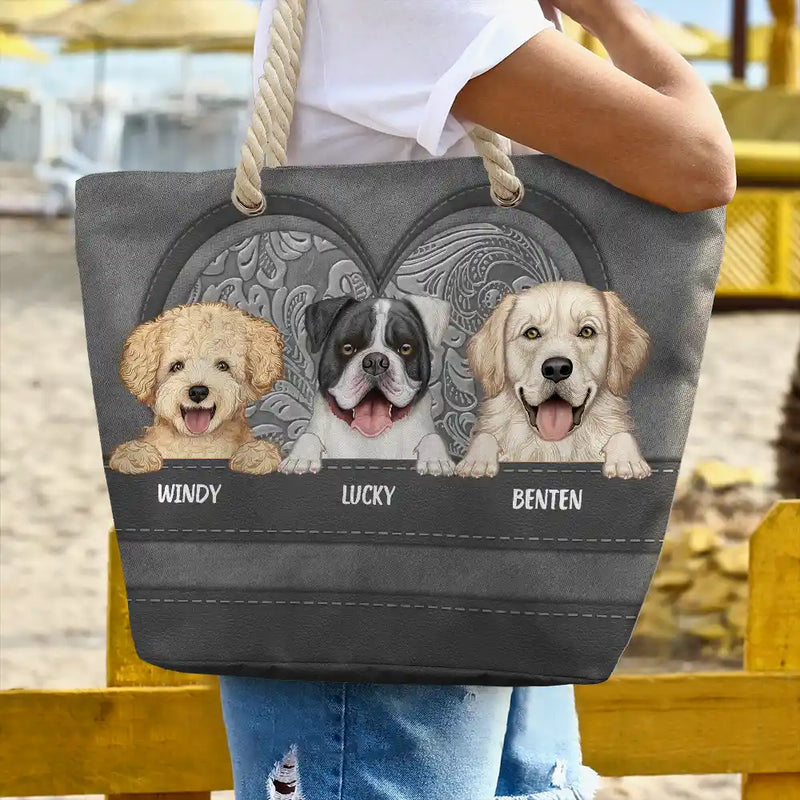 Motif de chiens mignons et esthétiques - Sac de plage personnalisé