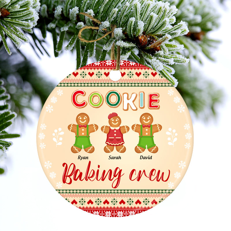 Cookie Baking Crew - Christmas Gift - Personalized Custom Circle Ceramic Ornament