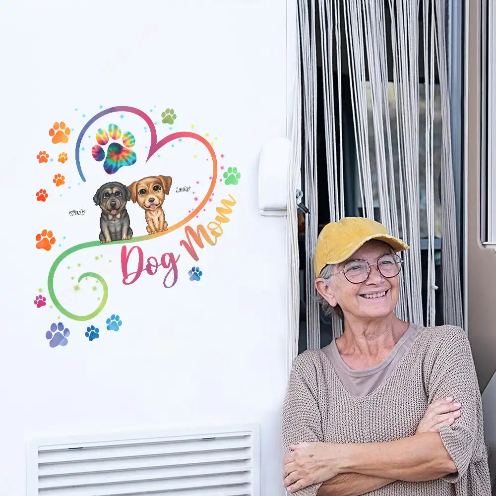 Autocollant décoratif personnalisé « Chien maman aux grands yeux »