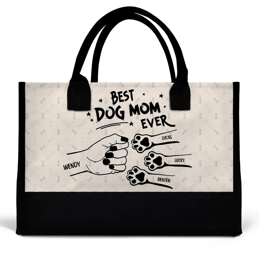 Best Dog Mom Ever Fist Bump - Personalized Canvas Tote Bag