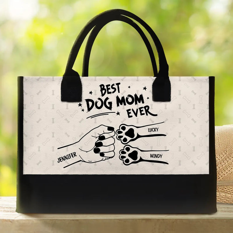 Best Dog Mom Ever Fist Bump - Personalized Canvas Tote Bag