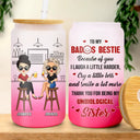 Because Of You I Laugh A Little Harder - Personalized Ombre Frosted Glass Can