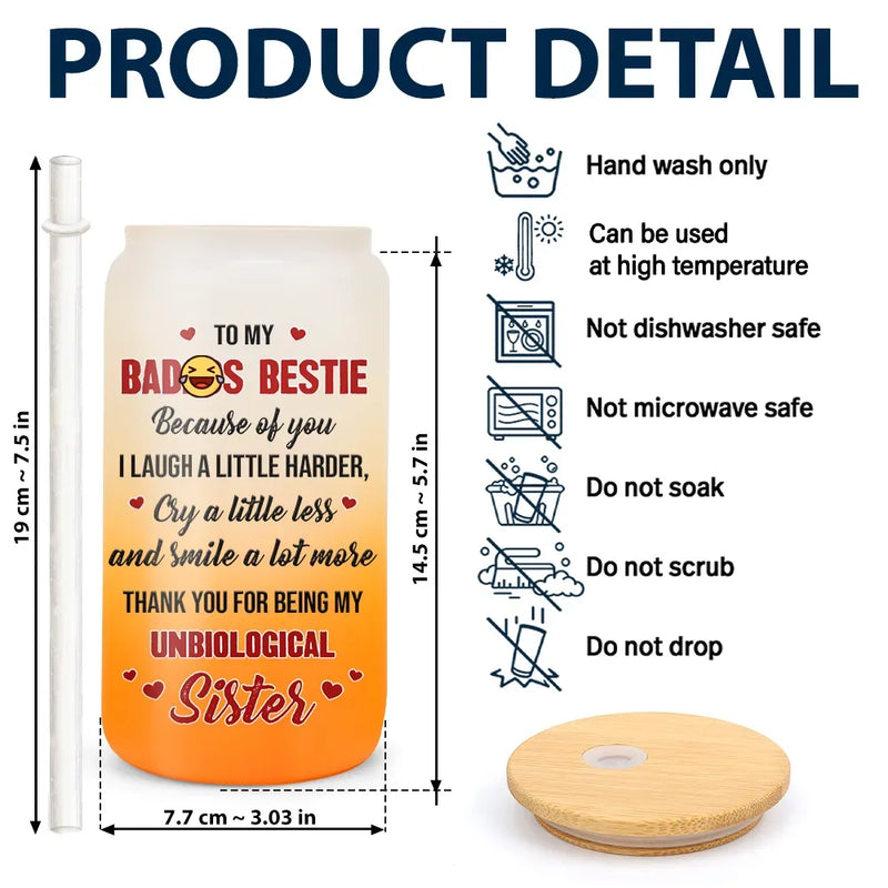 Because Of You I Laugh A Little Harder - Personalized Ombre Frosted Glass Can