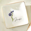 Birth Flowers For Women - Personalized Ring Dish