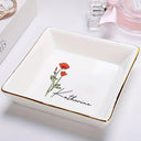 Birth Flowers For Women - Personalized Ring Dish