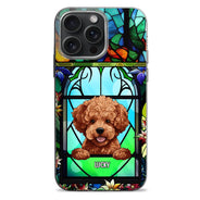 Coque de téléphone transparente personnalisée en vitrail pour chien et chat