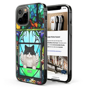 Coque de téléphone transparente personnalisée en vitrail pour chien et chat