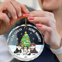 Décoration de Noël amusante avec des chats sur la liste des vilains – Décoration en verre ronde personnalisée 