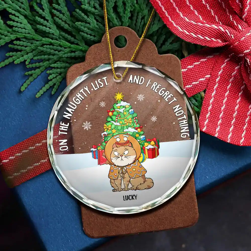 Décoration de Noël amusante avec des chats sur la liste des vilains – Décoration en verre ronde personnalisée 
