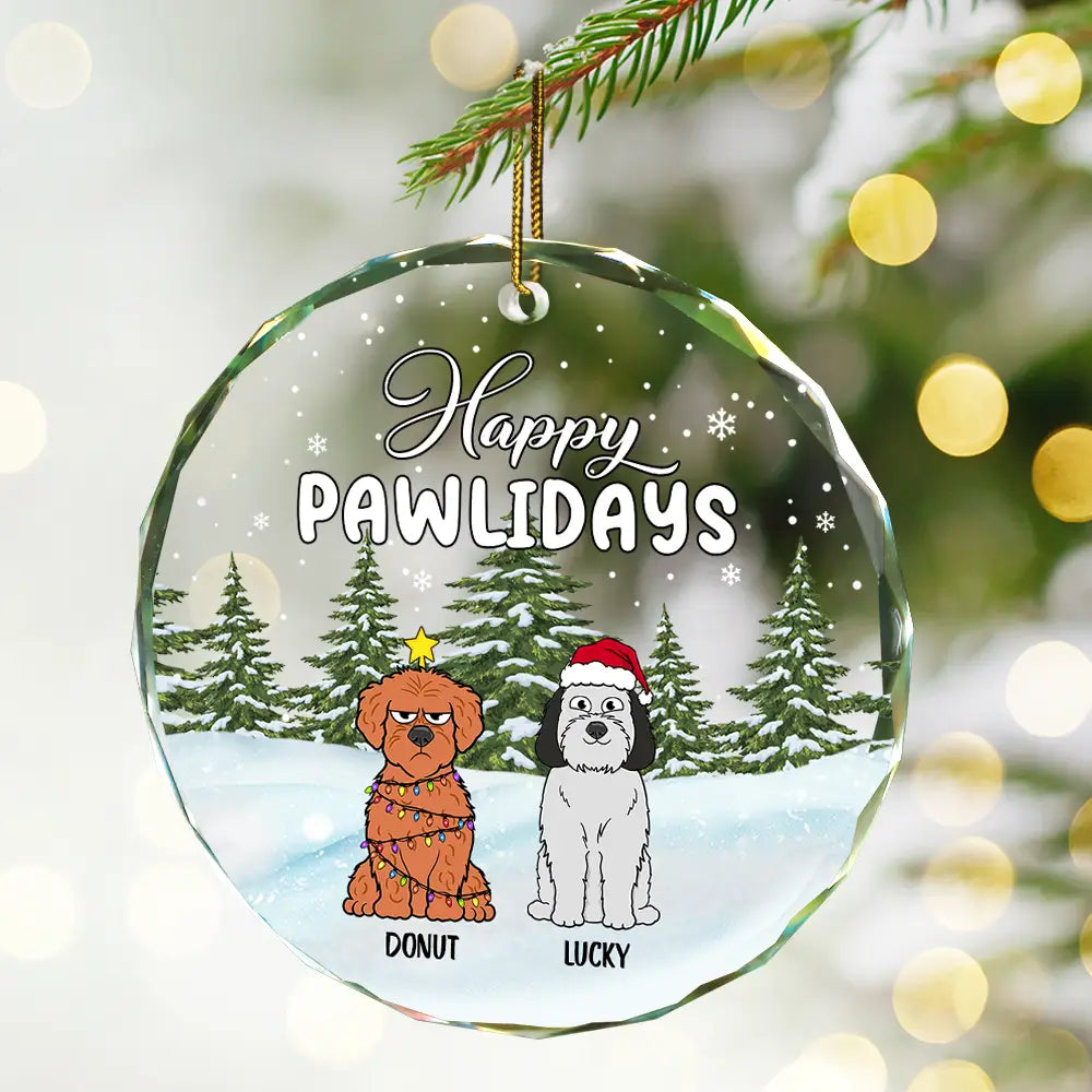 Christmas Feliz Navidog - Personalized Circle Glass Ornament