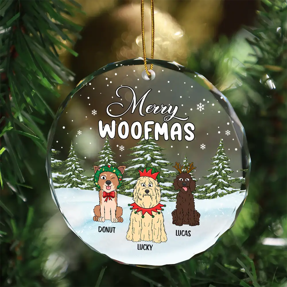 Christmas Feliz Navidog - Personalized Circle Glass Ornament