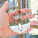 Christmas Feliz Navidog - Personalized Circle Glass Ornament