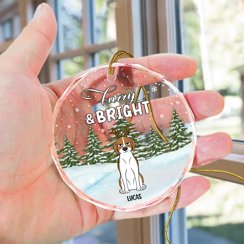 Christmas Feliz Navidog - Personalized Circle Glass Ornament