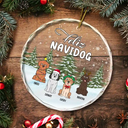 Christmas Feliz Navidog - Personalized Circle Glass Ornament