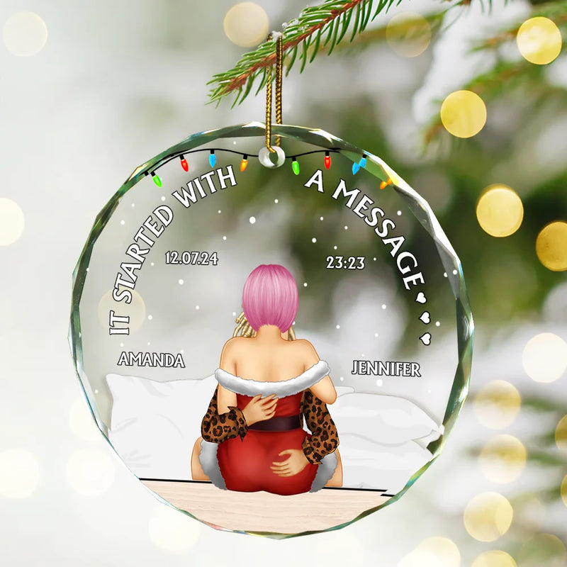 It Started With A Message - Personalized Circle Glass Ornament