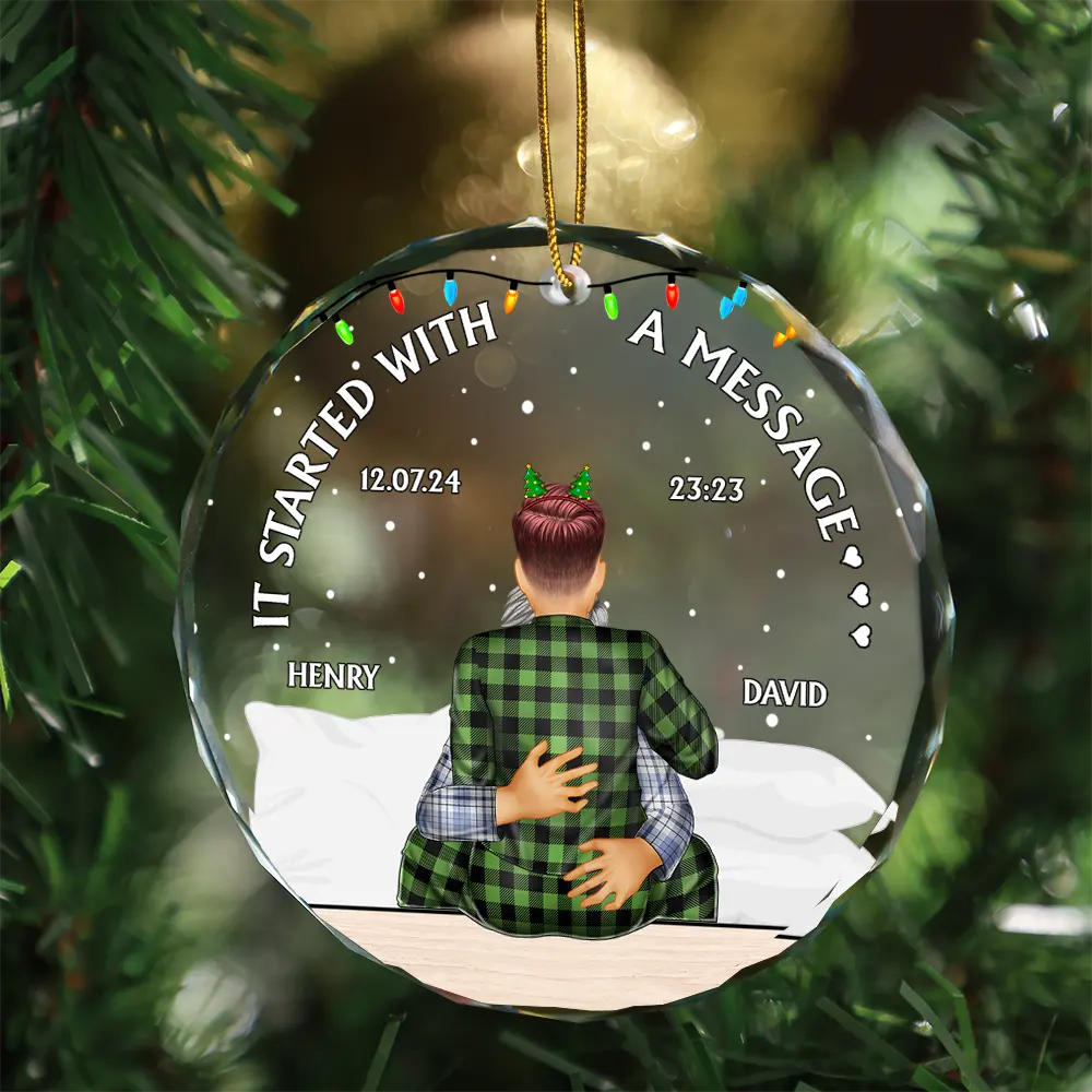 It Started With A Message - Personalized Circle Glass Ornament