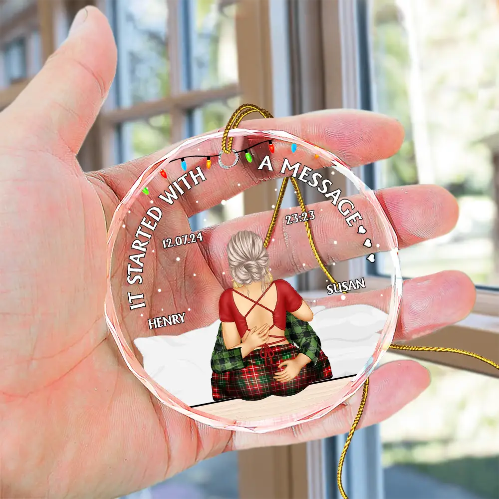 It Started With A Message - Personalized Circle Glass Ornament