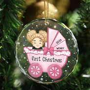 Premier Noël de bébé - Décoration en verre ronde personnalisée 