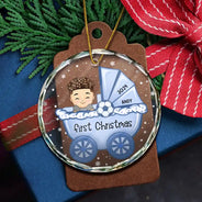Premier Noël de bébé - Décoration en verre ronde personnalisée 