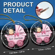 Premier Noël de bébé - Décoration en verre ronde personnalisée 